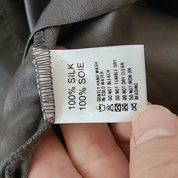 Magali Pascal 100% Silk Gray Mini Dress with Brass and Rhinestone, Size M - Picture 11 of 12